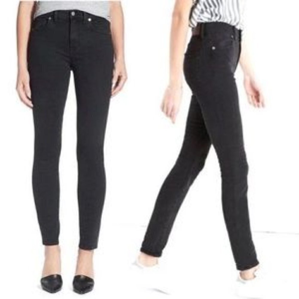 Madewell Skinny Skinny 8 Inch Jeans Womens 26 Faded Black Stretch Mid Rise Edgy